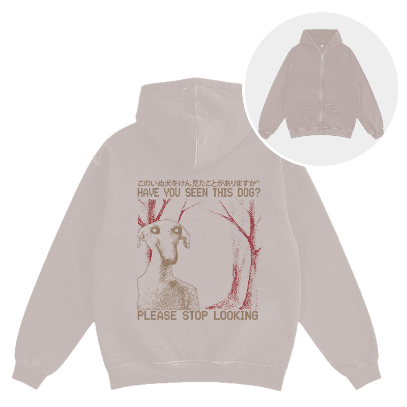 Tokyocanvas Have You Seen This Dog? Washed Zip Hoodie