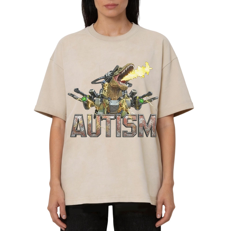 Tokyocanvas Autism Dinosaur Washed T-Shirt