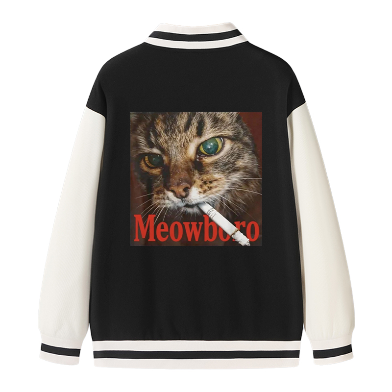 Tokyocanvas Funny Smoking Cat Meme Varsity Jacket