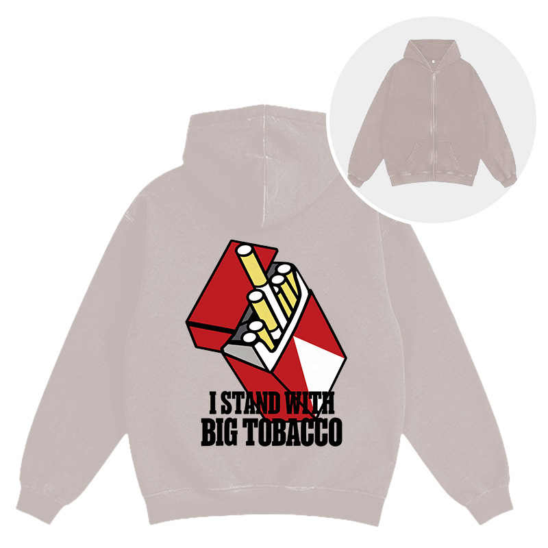 Tokyocanvas I Stand with Big Tobacco Washed Zip Hoodie