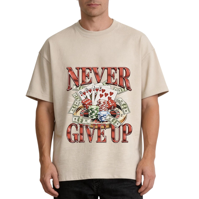 Tokyocanvas Never Give Up Gambling Washed T-Shirt
