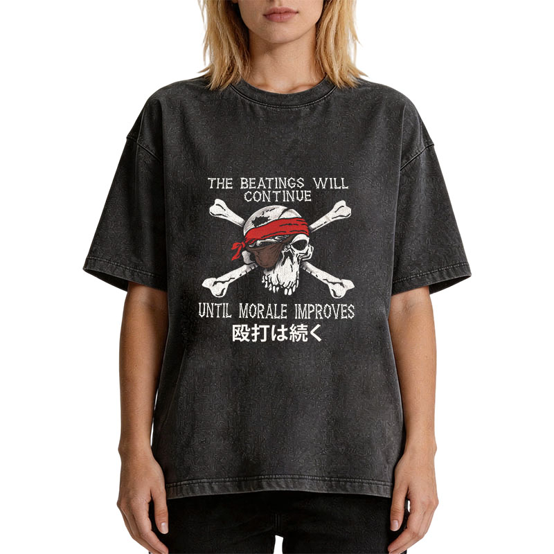 Tokyocanvas Beatings Will Continue Pirate Washed T-Shirt