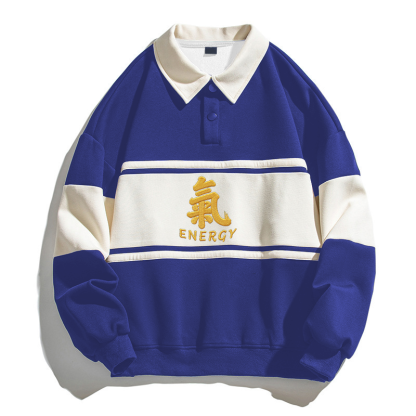 Tokyocanvas Energy Kanji Polo Embroidered Sweatshirt