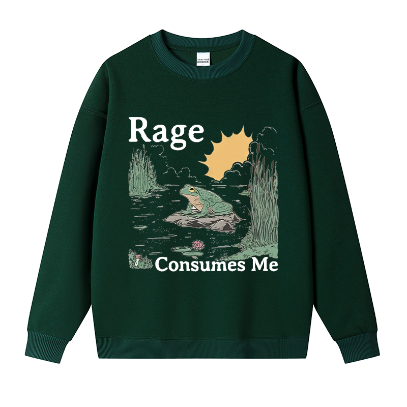 Tokyocanvas Rage Consumes Me Frog Pond Fleece Lined Sweatshirt