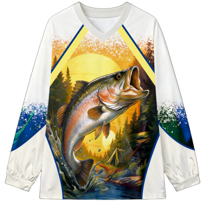 Tokyocanvas Sunrise Fishing Long Sleeve Graphic Print T-Shirt