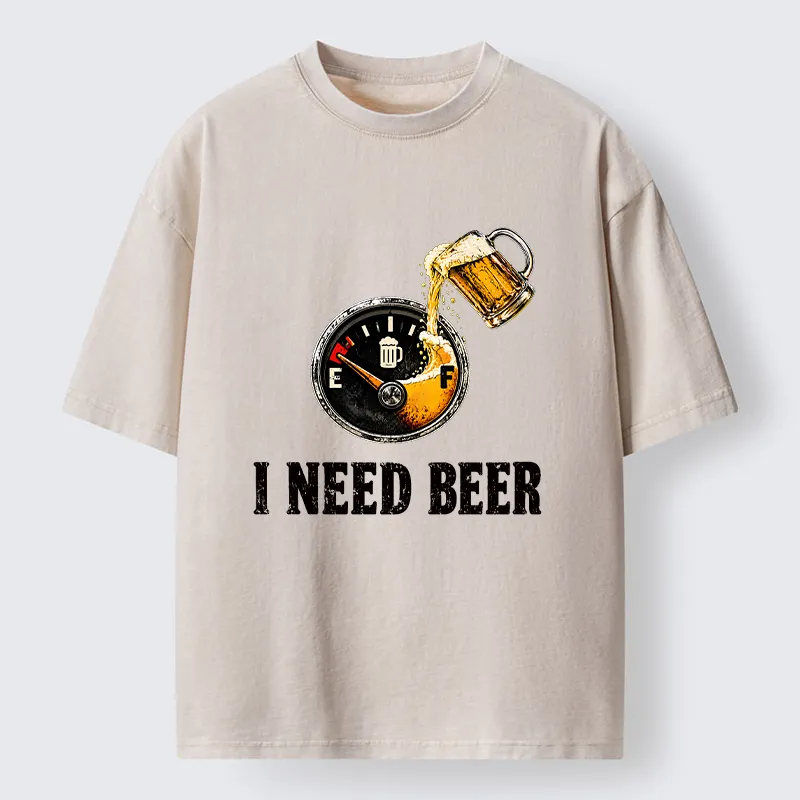 Tokyocanvas Low Fuel Beer Lover Meme Washed T-Shirt