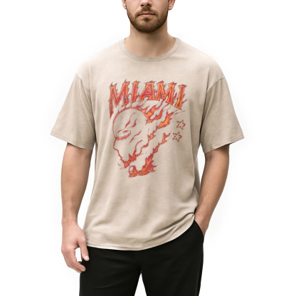 Tokyocanvas Miami Flame Ninja Washed T-Shirt
