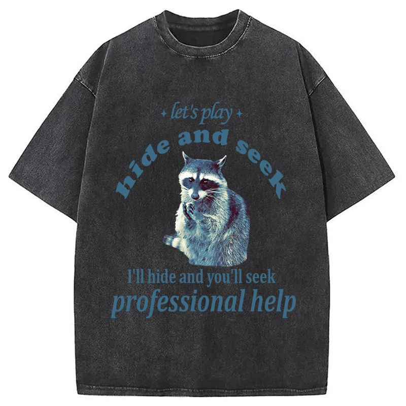 Tokyocanvas Let's Play Hide and Seek Raccoon Washed T-Shirt