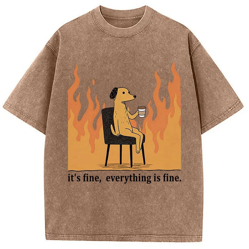 Tokyocanvas Dog in Fire Washed T-Shirt