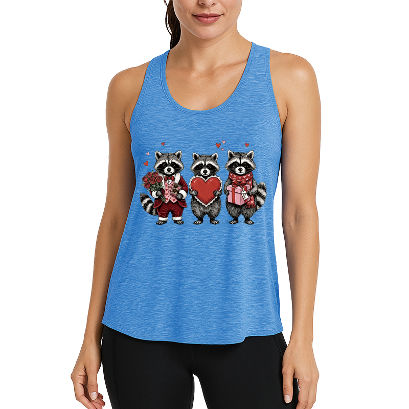 Tokyocanvas Valentines Raccoon Fitness Tank