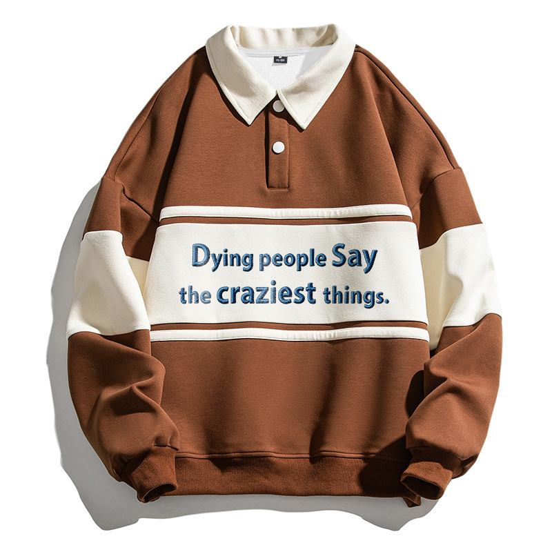 Tokyocanvas Dying People Polo Embroidered Sweatshirt