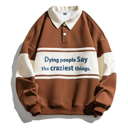Tokyocanvas Dying People Polo Embroidered Sweatshirt