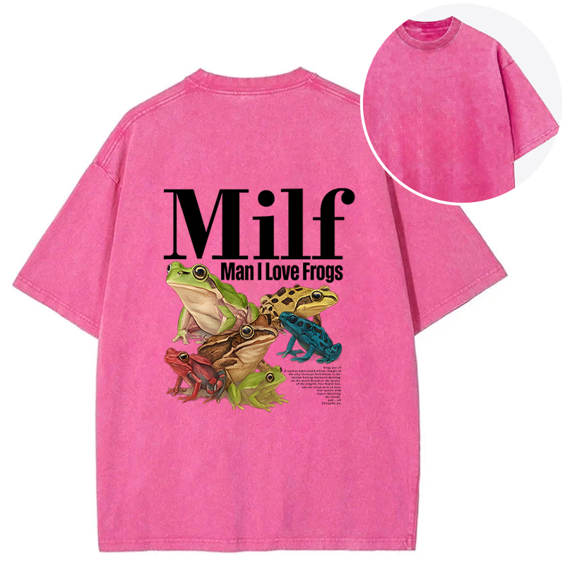 Tokyocanvas Man I Love Frogs Meme Back Washed T-Shirt