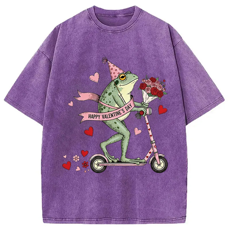Tokyocanvas Funny Frog Valentine Washed T-Shirt
