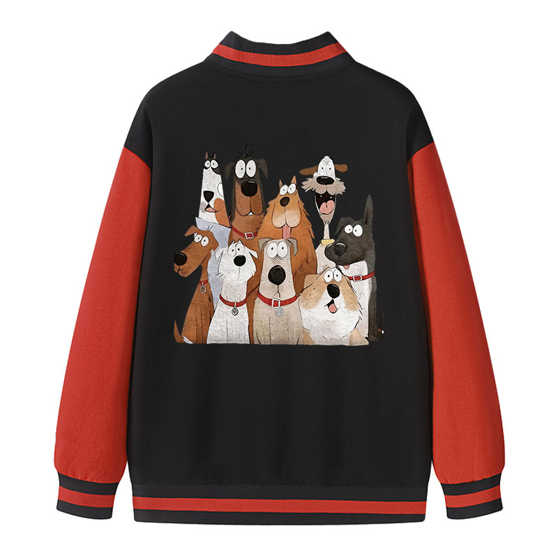 Tokyocanvas Funny Cute Dog Art Print Varsity Jacket