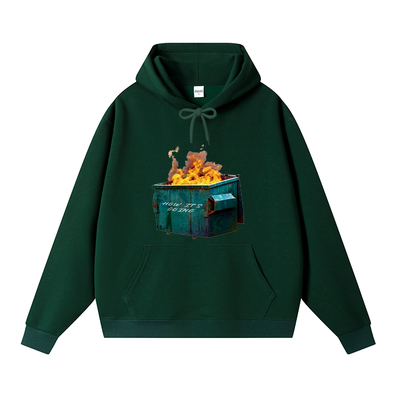 Tokyocanvas Dumpster Fire Meme Fleece Lined Hoodie
