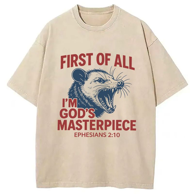 Tokyocanvas First Of All I'm God's Masterpiece Washed T-Shirt