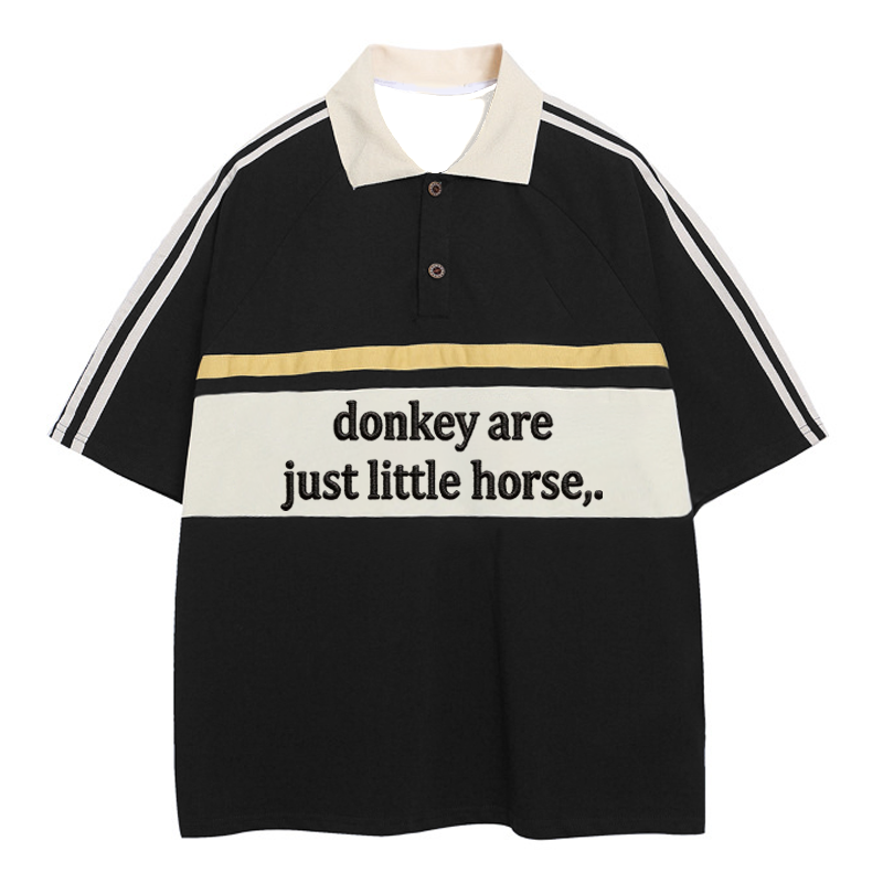 Tokyocanvas Donkey Are Jsut Little Horse Polo Embroidered T-Shirt