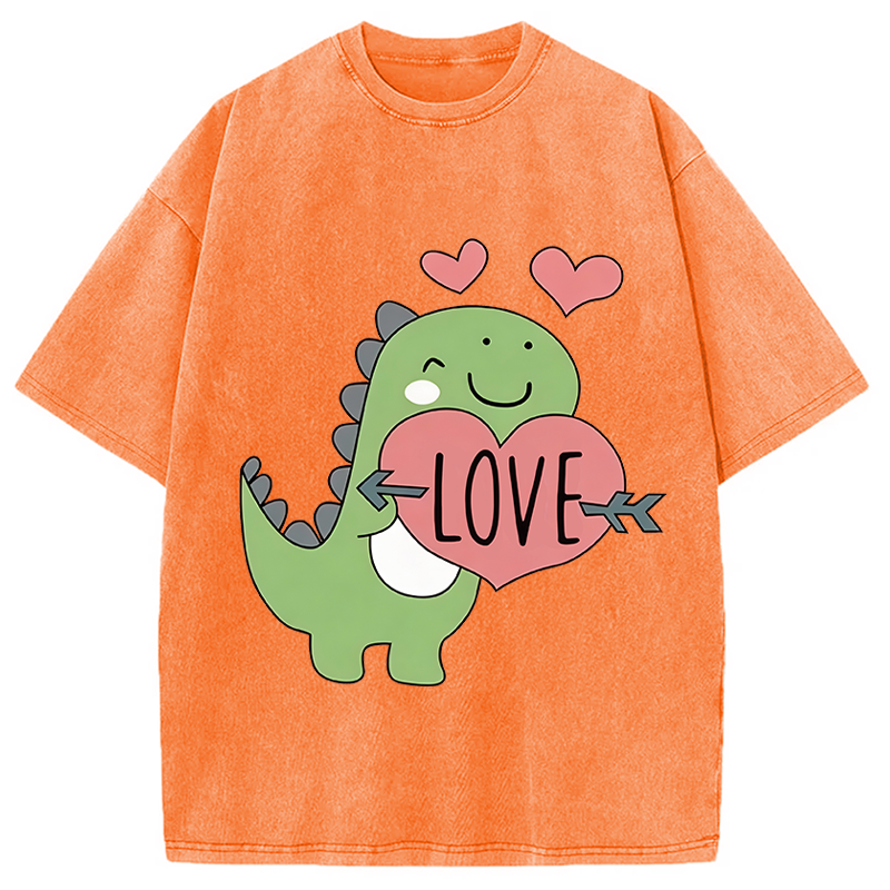 Tokyocanvas Love Valentines Day Dino Washed T-Shirt