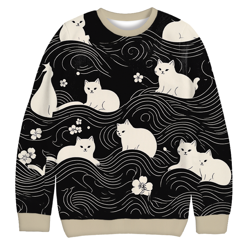 Tokyocanvas Mysterious Cats Casual Ugly Sweatshirt