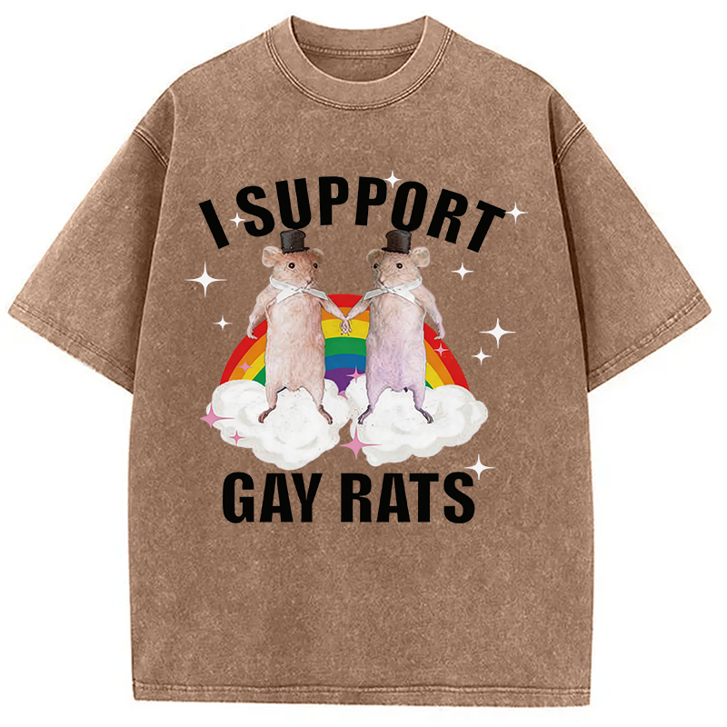 Tokyocanvas Support Gay Rats Washed T-Shirt