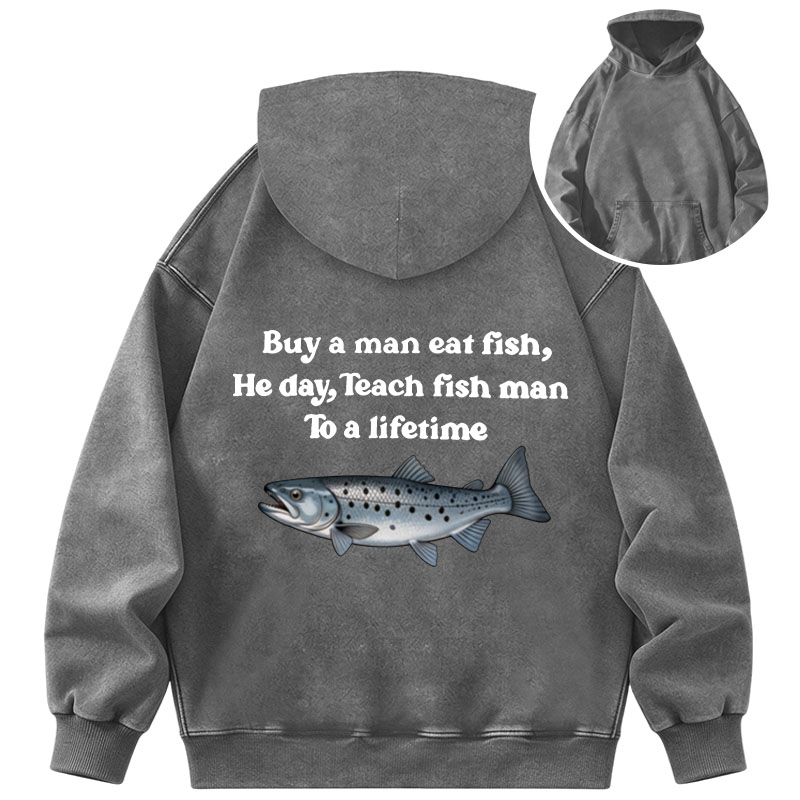 Tokyocanvas Buy A Man Eat Fsh Washed Hoodie
