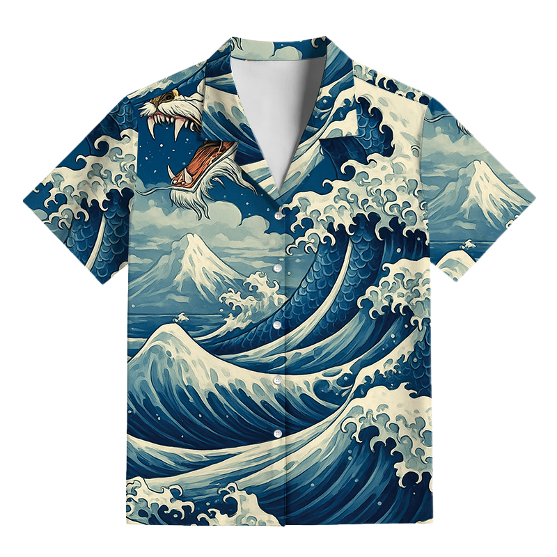 Tokyocanvas Japanese Ukiyoe Wave Dragon Pajama Set