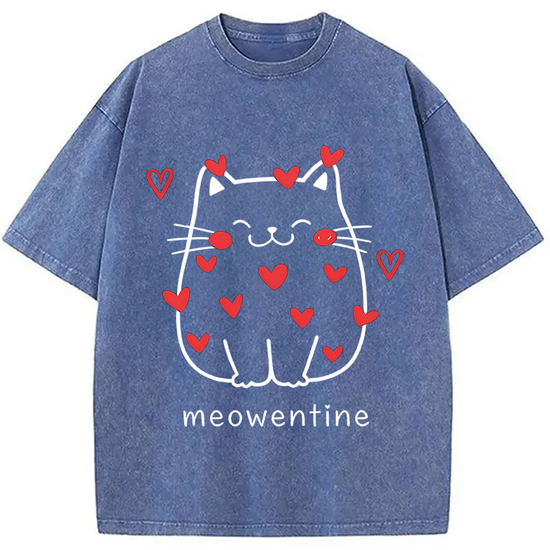 Tokyocanvas Funny Valentine's Day Kitten Washed T-Shirt