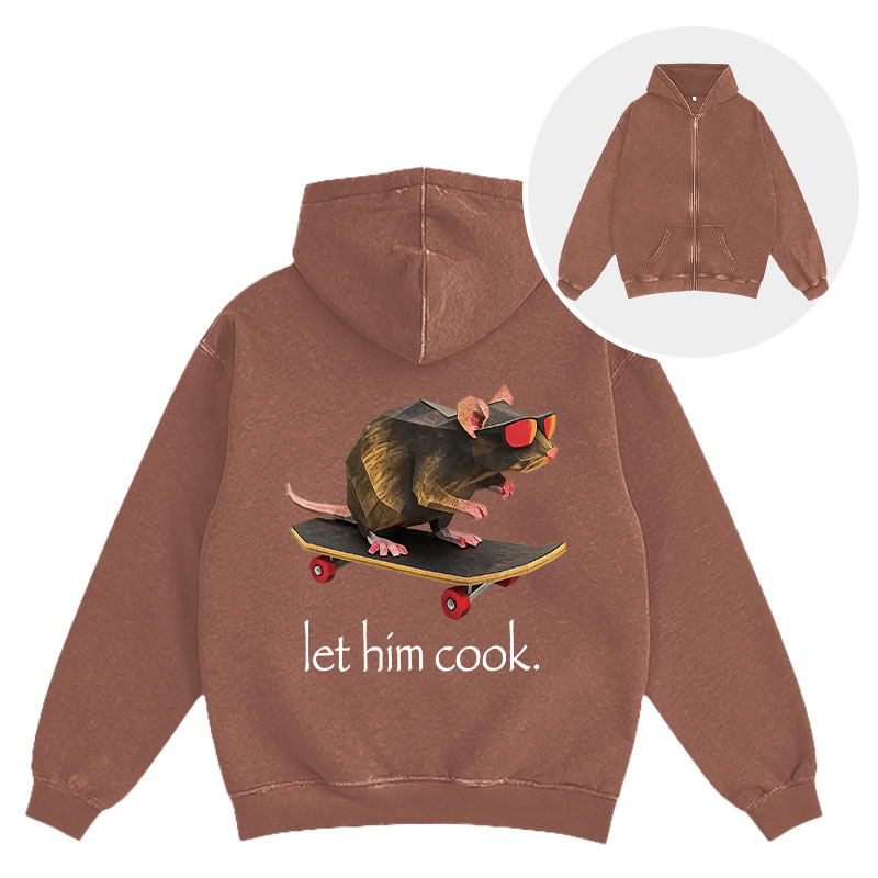 Tokyocanvas Rat Skateboard Cook Washed Zip Hoodie