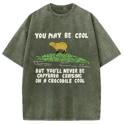 Tokyocanvas Cool Capybara Funny Washed T-Shirt