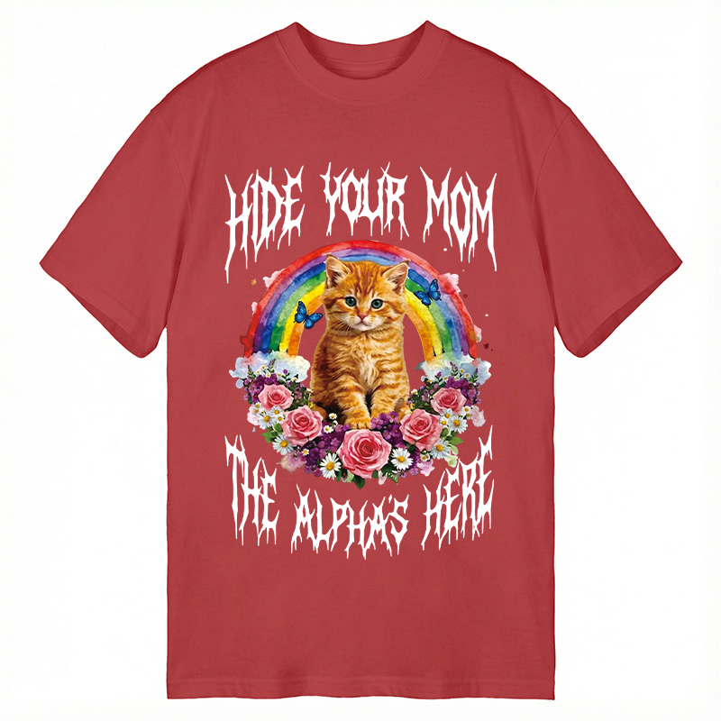 Tokyocanvas Hide Your Mom The Alpha Is Here Funny Cat Meme Classic T-Shirt