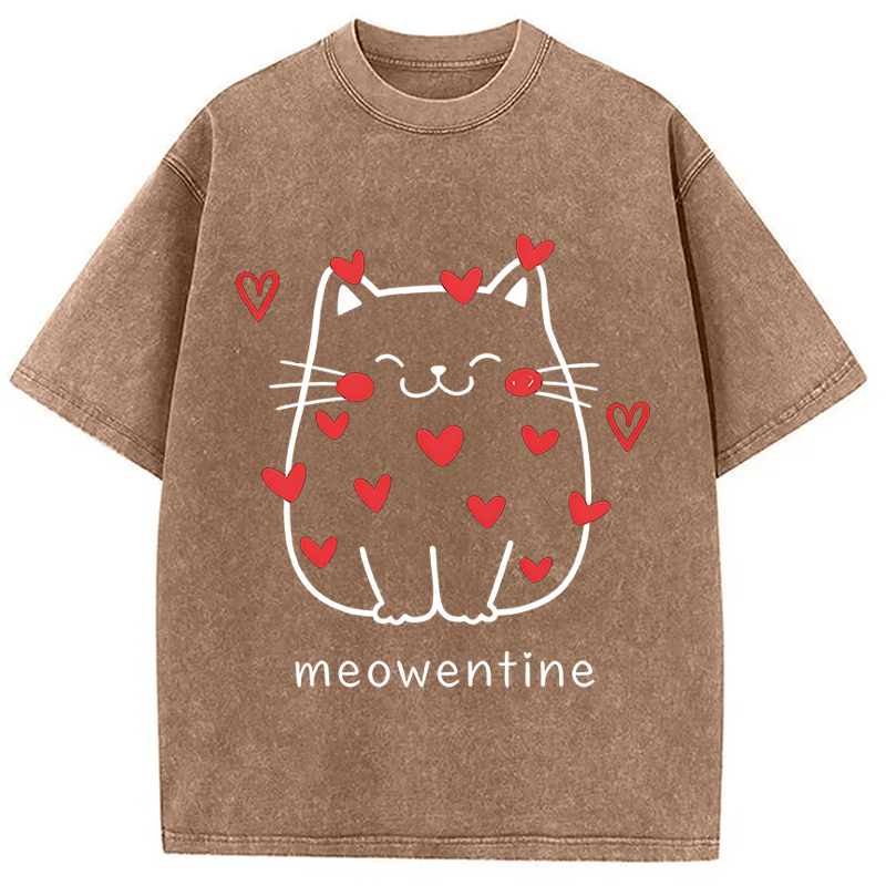 Tokyocanvas Funny Valentine's Day Kitten Washed T-Shirt