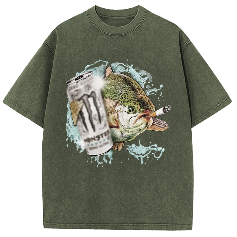 Tokyocanvas Trout With Cigarette Washed T-Shirt
