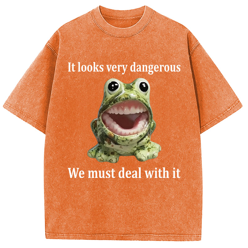 Tokyocanvas It Looks Very Dangerous Frog Washed T-Shirt
