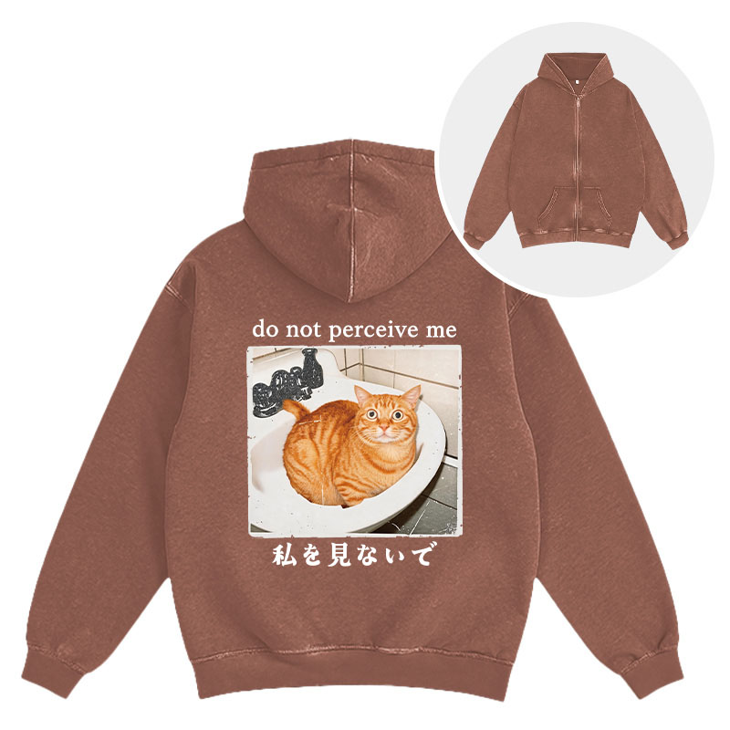 Tokyocanvas Do Not Perceive Me Washed Zip Hoodie