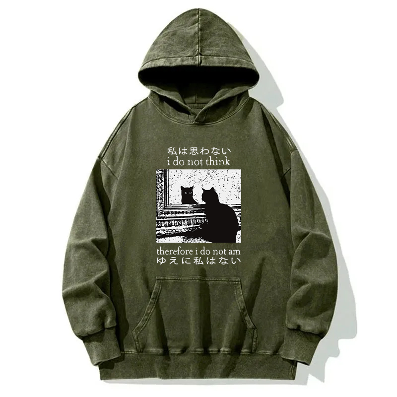Tokyocanvas Thinking Cat Washed Hoodie