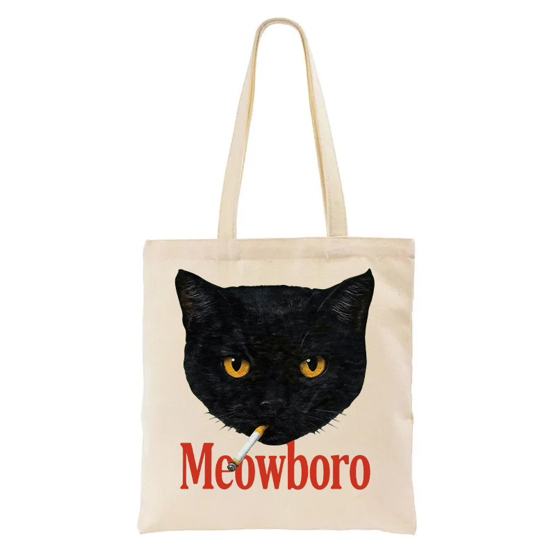 Tokyocanvas Smoking Black Cat Vintage Tote Bag
