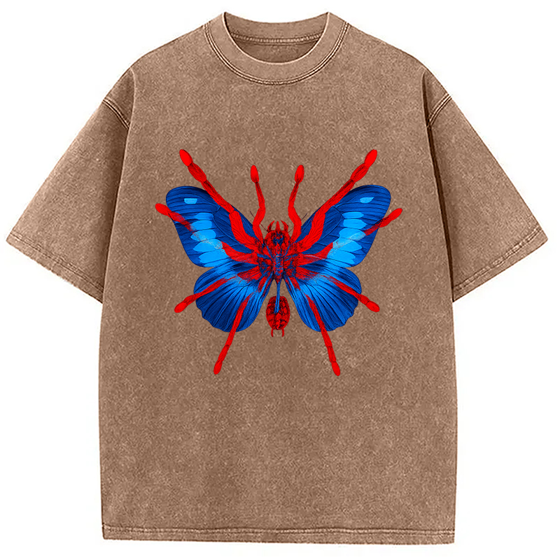 Tokyocanvas Japanese Art Blue Hallucinogenic Butterfly Washed T-Shirt