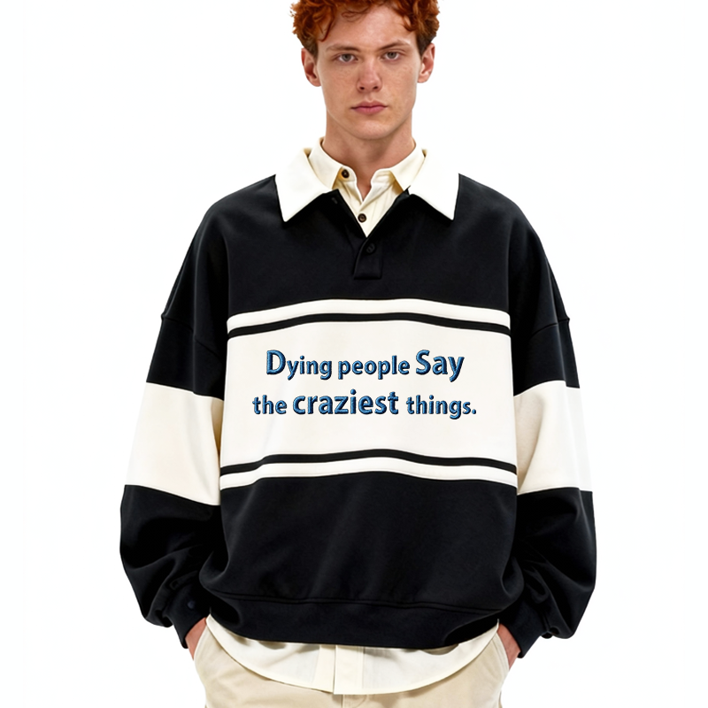 Tokyocanvas Dying People Polo Embroidered Sweatshirt