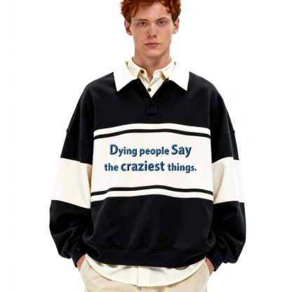 Tokyocanvas Dying People Polo Embroidered Sweatshirt