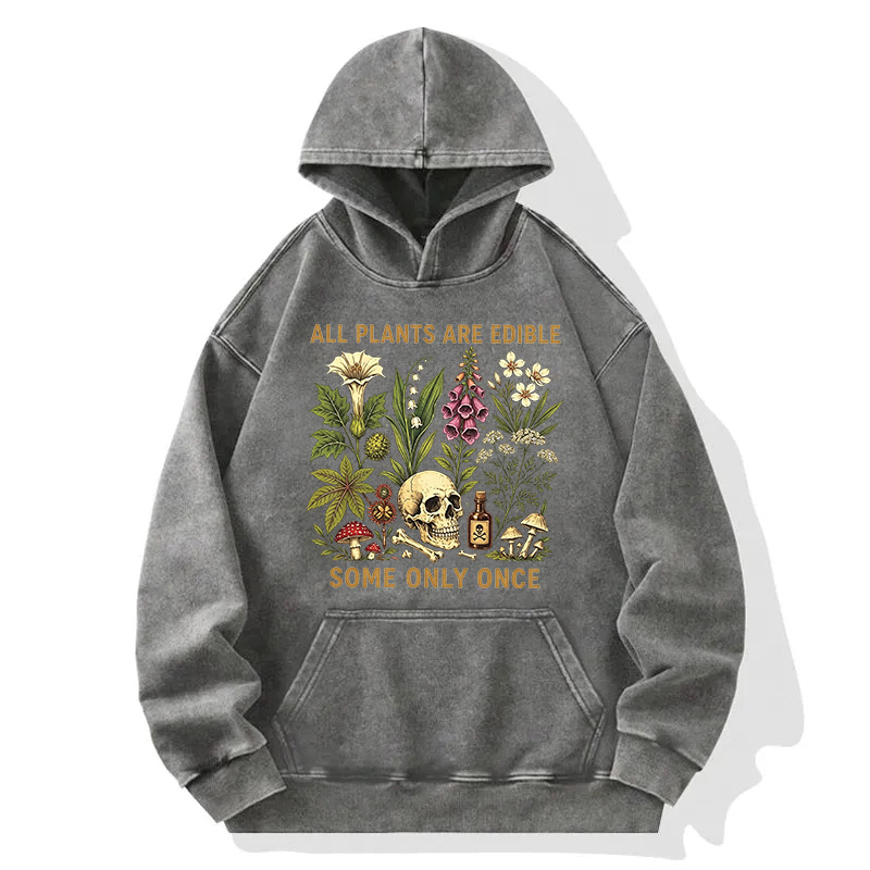Tokyocanvas Edible Plants Some Only Once Joke Washed Hoodie