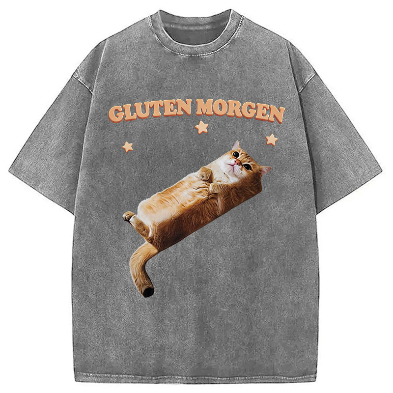 Tokyocanvas Gluten Morgen Cat Washed T-Shirt