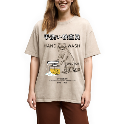 Tokyocanvas Raccoon Hand Wash Inspector Washed T-Shirt