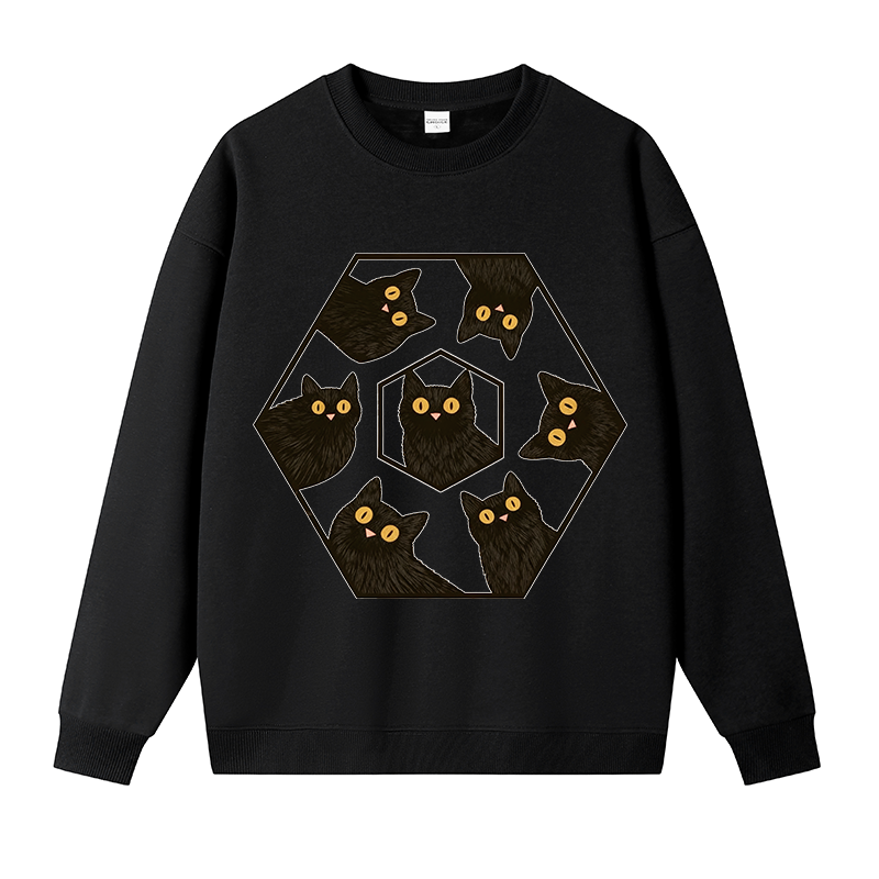 Tokyocanvas Black Cats Are Watching You Fleece Lined Sweatshirt