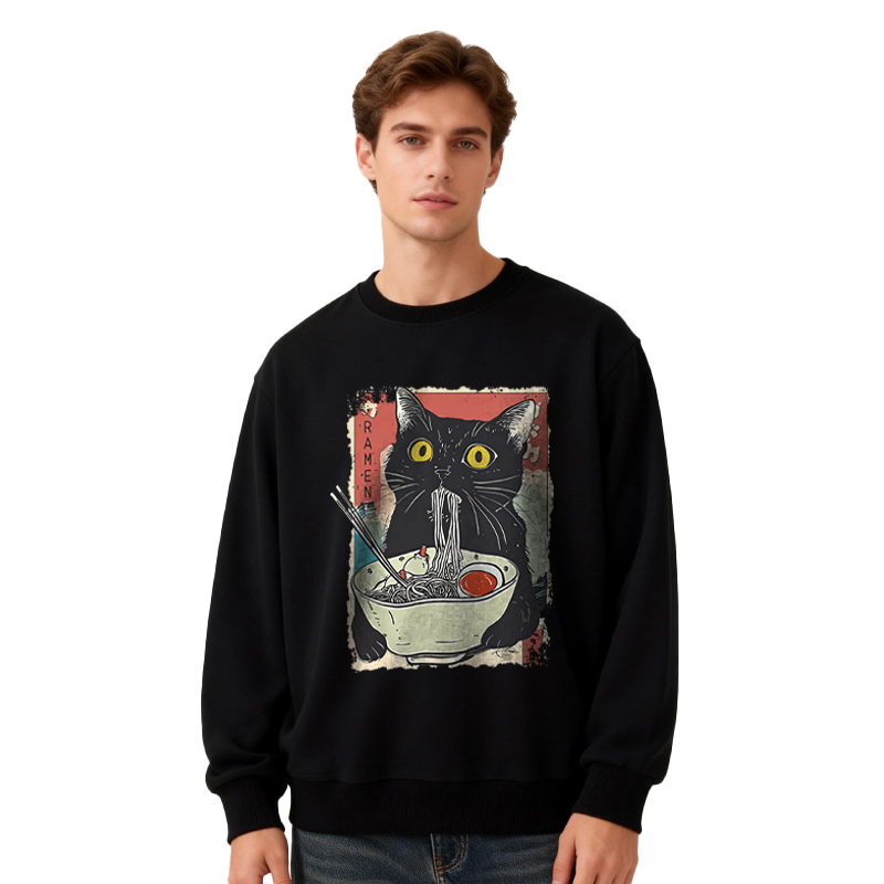 Tokyocanvas Cute Cat Eating Ramen Classic Sweatshirt