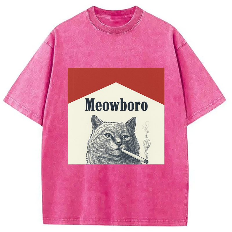 Tokyocanvas Marlboro Cat Smoking Meme Washed T-Shirt