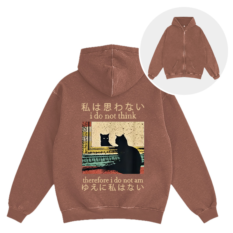 Tokyocanvas I Do Not Think Therefore I Do Not Am Washed Zip Hoodie