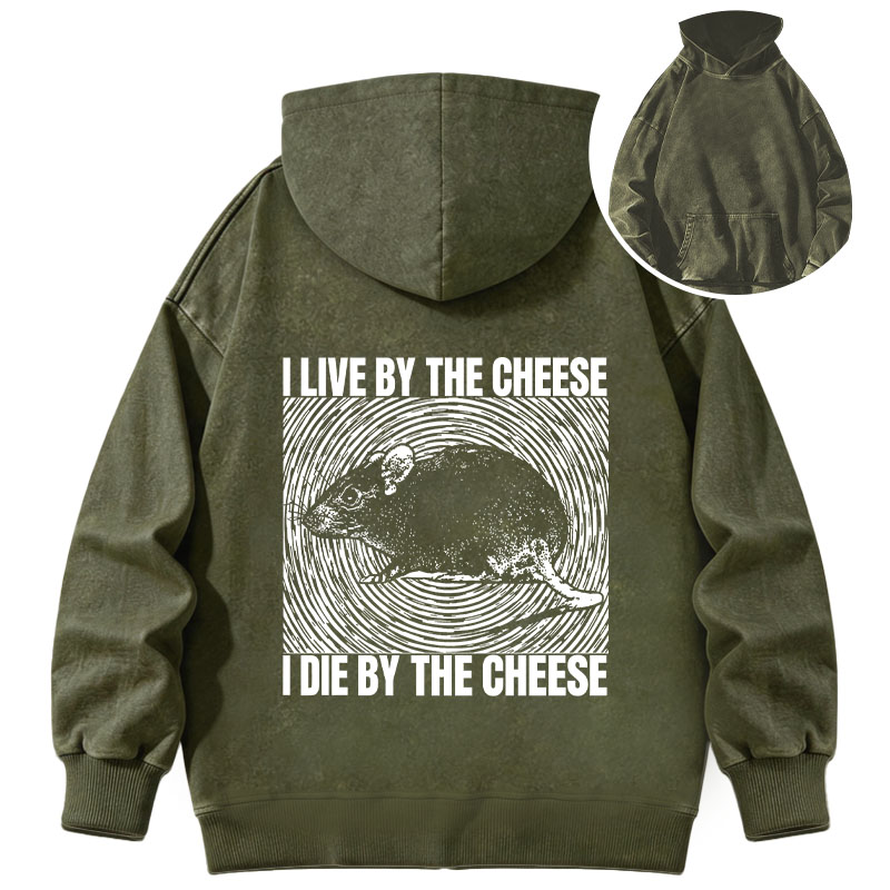 Tokyocanvas I Live By The Cheese Rat Washed Hoodie