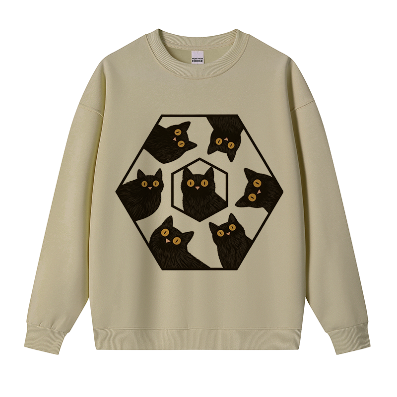 Tokyocanvas Black Cats Are Watching You Fleece Lined Sweatshirt