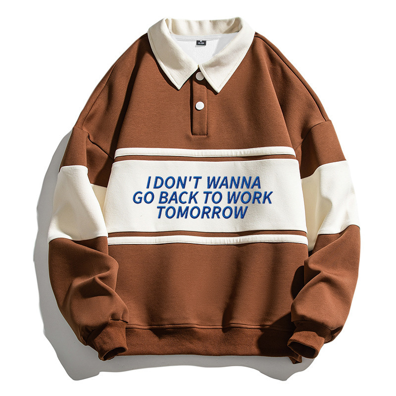 Tokyocanvas Don't Want Work Polo Embroidered Sweatshirt